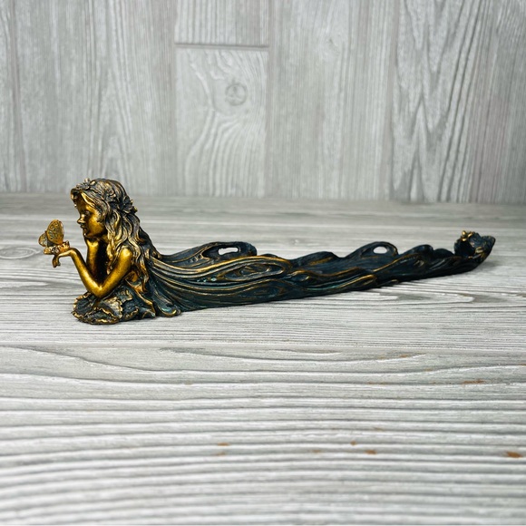 Mythical fairy incense holder home decoration table decor bronze color butterfly - Picture 2 of 7